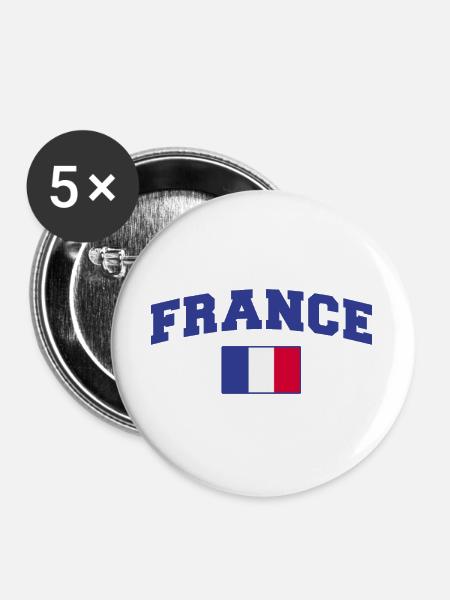 Frankreich Flagge Fahne - Buttons groß 56 mm (5er Pack) - Weiß