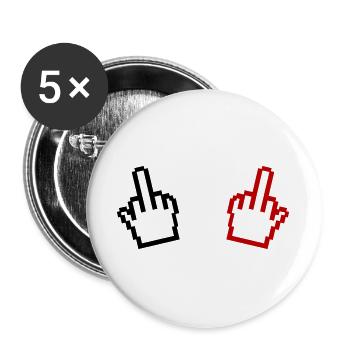Doigt d’honneur en pixel - Lot de 5 grands badges (56 mm) - blanc - Devant