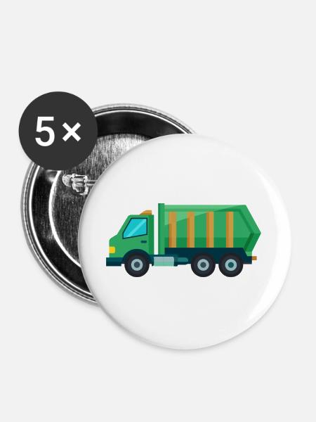 Mülltruk - Buttons groß 56 mm (5er Pack) - Weiß