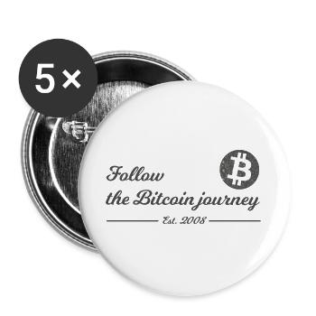 Lettrage de voyage Bitcoin - Lot de 5 grands badges (56 mm) - blanc - Devant