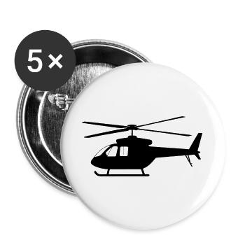 Hélicoptère - Lot de 5 grands badges (56 mm) - blanc - Devant