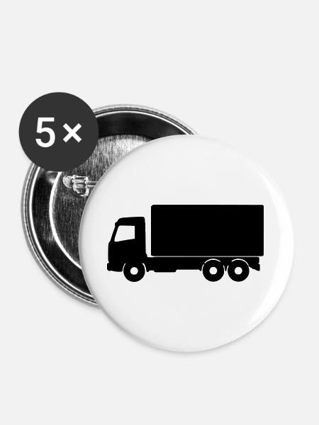 Lkw Silhouette - Buttons groß 56 mm (5er Pack) - Weiß