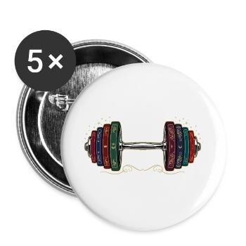 Gym Rat & Books - Buttons large 2.2''/56 mm (5-pack) - white - Front
