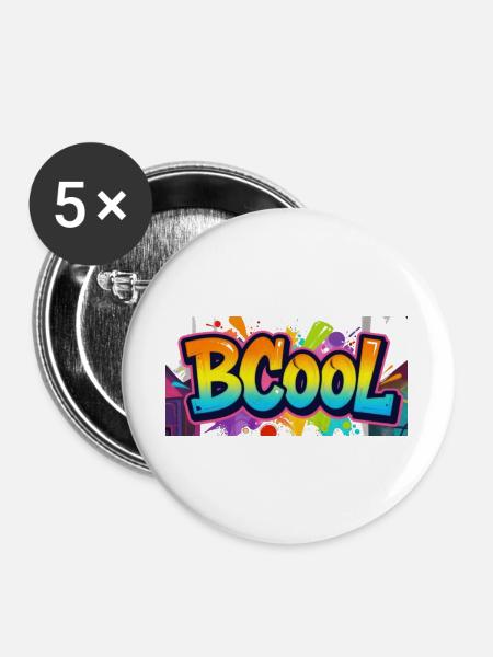 BCOOL Graffiti Neon Splash - Buttons groß 56 mm (5er Pack) - Weiß
