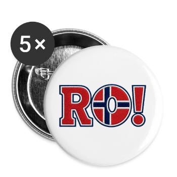 RO ! Design de support brodé en Norvège - Lot de 5 grands badges (56 mm) - blanc - Devant