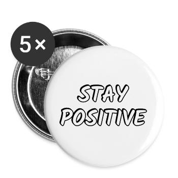 Bleiben Sie positiv - Buttons groß 56 mm (5er Pack) - Weiß - Vorne