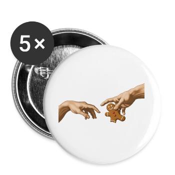 Lebkuchenplätzchen – Die Kreation – Lustiges Weihn - Buttons groß 56 mm (5er Pack) - Weiß - Vorne