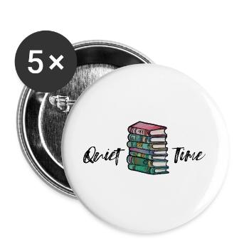 Illustration d’une pile vibrante de livres - Lot de 5 grands badges (56 mm) - blanc - Devant