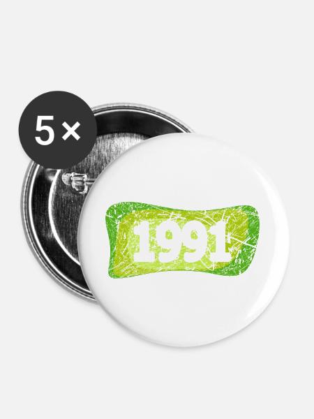1991 - Buttons groß 56 mm (5er Pack) - Weiß