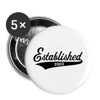 Established 2003 (Year of Birth, Birthday / Black) - Buttons large 2.2''/56 mm (5-pack) - white - Front