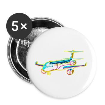 Airplane Comic Style - Buttons large 2.2''/56 mm (5-pack) - white - Front
