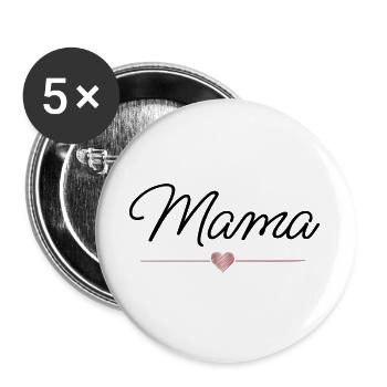 Mom Heart Gift Mother's Day Family - Buttons large 2.2''/56 mm (5-pack) - white - Front