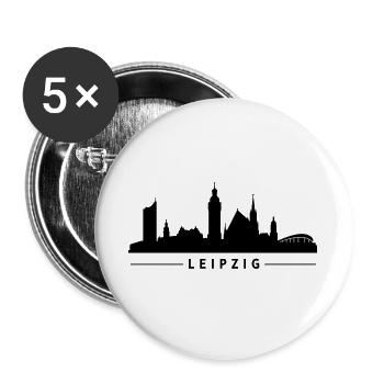 Leipzig Skyline - Buttons groß 56 mm (5er Pack) - Weiß - Vorne