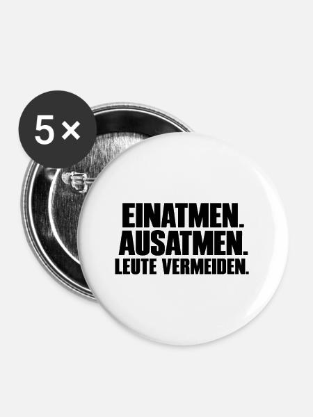 Leute vermeiden - Buttons groß 56 mm (5er Pack) - Weiß