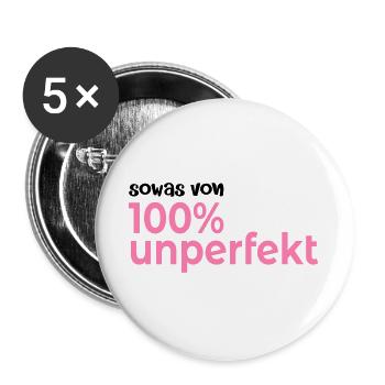 Hundert Prozent Unperfekt - Buttons groß 56 mm (5er Pack) - Weiß - Vorne
