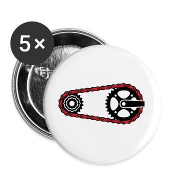Fahrradkette Zahnkranz Grafik - Buttons groß 56 mm (5er Pack) - Weiß - Vorne