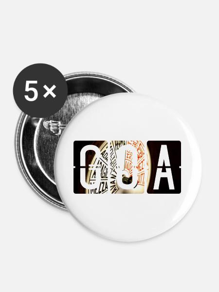 Flughafen Genua GOA - Buttons groß 56 mm (5er Pack) - Weiß