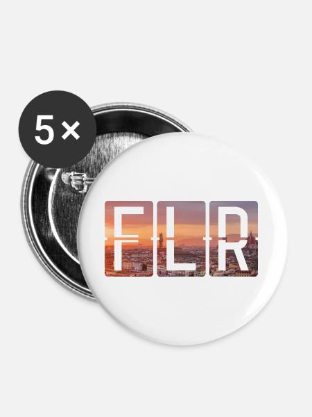 Flughafen Florenz FLR - Buttons groß 56 mm (5er Pack) - Weiß