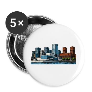 Oslo Stadt Skyline - Buttons groß 56 mm (5er Pack) - Weiß - Vorne