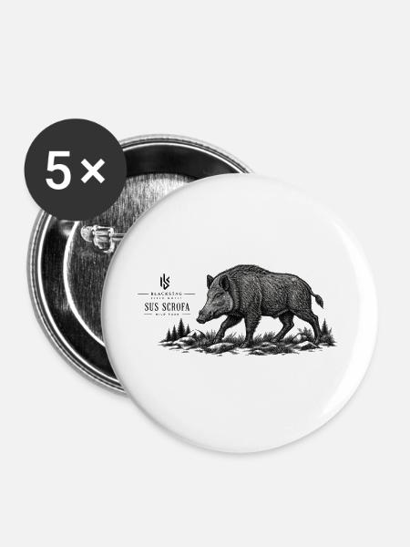 Wildschwein – Vintage Skizze - Buttons groß 56 mm (5er Pack) - Weiß