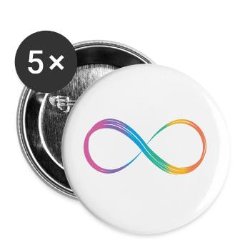 Unendlichkeitszeichen Regenbogen Autismus-Spektrum - Buttons groß 56 mm (5er Pack) - Weiß - Vorne