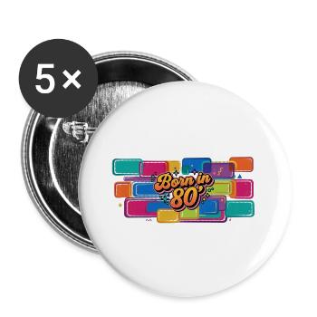 Geboren in den 80er Jahren – Vintage, bunt und würzig 80er - Buttons groß 56 mm (5er Pack) - Weiß - Vorne