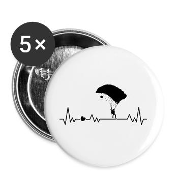 Fallschirmspringer Herzschlag Fallschirm Flugsport - Buttons groß 56 mm (5er Pack) - Weiß - Vorne