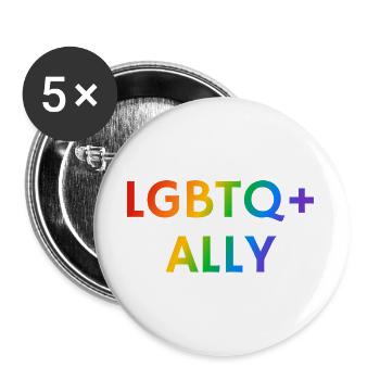 LGBTQ Ally Pride - Buttons groß 56 mm (5er Pack) - Weiß - Vorne