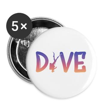 Dive - Diver Silhouette - Buttons groß 56 mm (5er Pack) - Weiß - Vorne