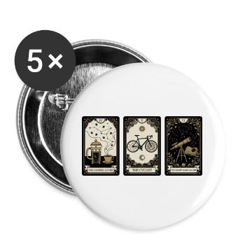 Kaffee Liebhaber Radfahrer Sternenhimmel - Buttons groß 56 mm (5er Pack) - Weiß - Vorne