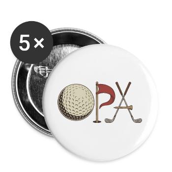 Golf Opa Vintage - Golfsport Großvater - Buttons groß 56 mm (5er Pack) - Weiß - Vorne
