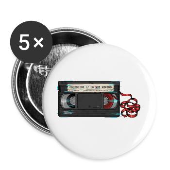 Obsession VHS-Kassette - Buttons groß 56 mm (5er Pack) - Weiß - Vorne