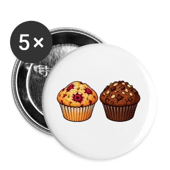 Muffin-Duo Himbeer Schoko - Buttons groß 56 mm (5er Pack) - Weiß - Vorne