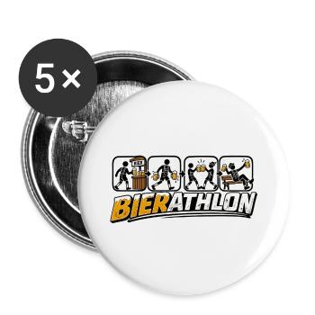 Bierathlon - Volksfest - Buttons groß 56 mm (5er Pack) - Weiß - Vorne