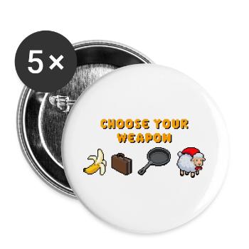 Wähle deine Waffe - Buttons groß 56 mm (5er Pack) - Weiß - Vorne