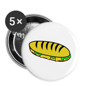 Baguette Hotdog Illustration - Buttons groß 56 mm (5er Pack) - Weiß - Vorne
