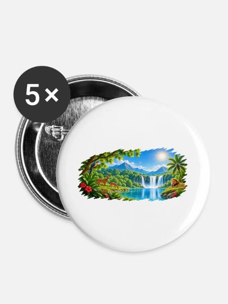 Paradies / Paradise / Paraiso - Buttons groß 56 mm (5er Pack) - Weiß