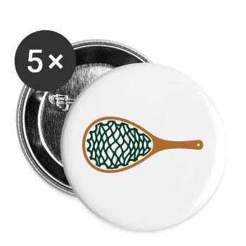 Kescher Angeln Fisch Icon - Buttons groß 56 mm (5er Pack) - Weiß - Vorne