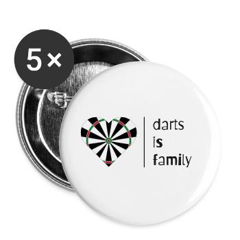 Darts is family (dark) - Buttons groß 56 mm (5er Pack) - Weiß - Vorne