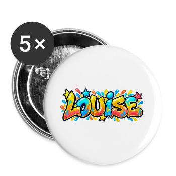 LOUISE in Graffiti: Der Name, der für Aufsehen sorgt - Buttons groß 56 mm (5er Pack) - Weiß - Vorne
