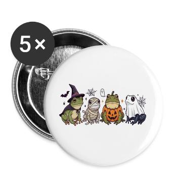 Unheimliche Frösche Geister-Halloween - Buttons groß 56 mm (5er Pack) - Weiß - Vorne