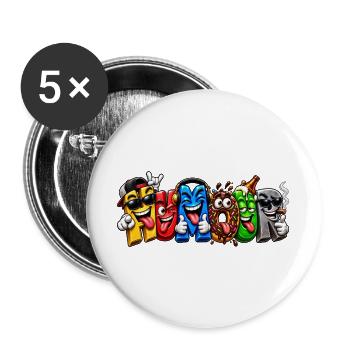 HUMOR – Völlig verrückte Briefe - Buttons groß 56 mm (5er Pack) - Weiß - Vorne