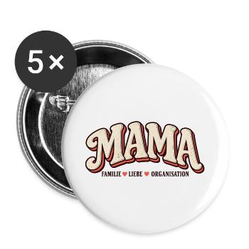 Mama Familienmanagerin seit immer | Mama Geschenk - Buttons groß 56 mm (5er Pack) - Weiß - Vorne