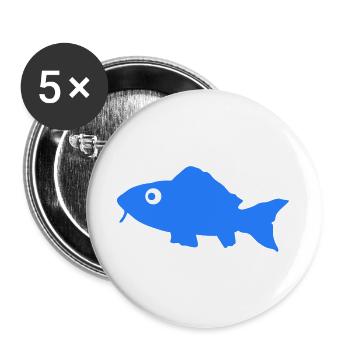 Blauer Fisch Silhouette - Buttons groß 56 mm (5er Pack) - Weiß - Vorne
