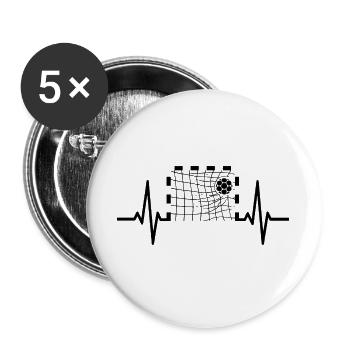 Handball Herzschlag Shirt – Tor im Puls - Buttons groß 56 mm (5er Pack) - Weiß - Vorne
