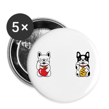 Lucky Dog - Buttons groß 56 mm (5er Pack) - Weiß - Vorne