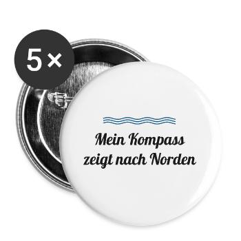 Mein Kompass zeigt nach Norden - Buttons groß 56 mm (5er Pack) - Weiß - Vorne