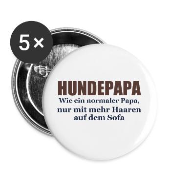 Hundepapa – Wie ein normaler Papa - Buttons groß 56 mm (5er Pack) - Weiß - Vorne