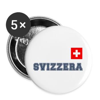 SVIZZERA - SCHWEIZ Trikot Look - mit Fahne Flagge - Buttons groß 56 mm (5er Pack) - Weiß - Vorne