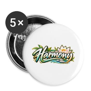 Harmony: Lotusfluss Zen-Muster - Buttons groß 56 mm (5er Pack) - Weiß - Vorne